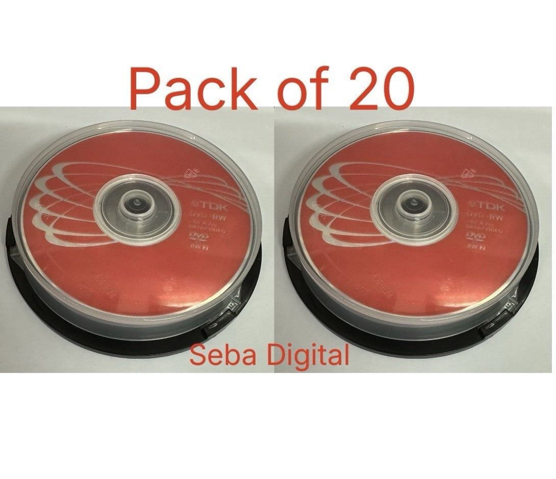 20 x TDK Blank DVD-RW Disc 6x Speed  120min 4.7GB) Video/Data DVD Re-Writable
