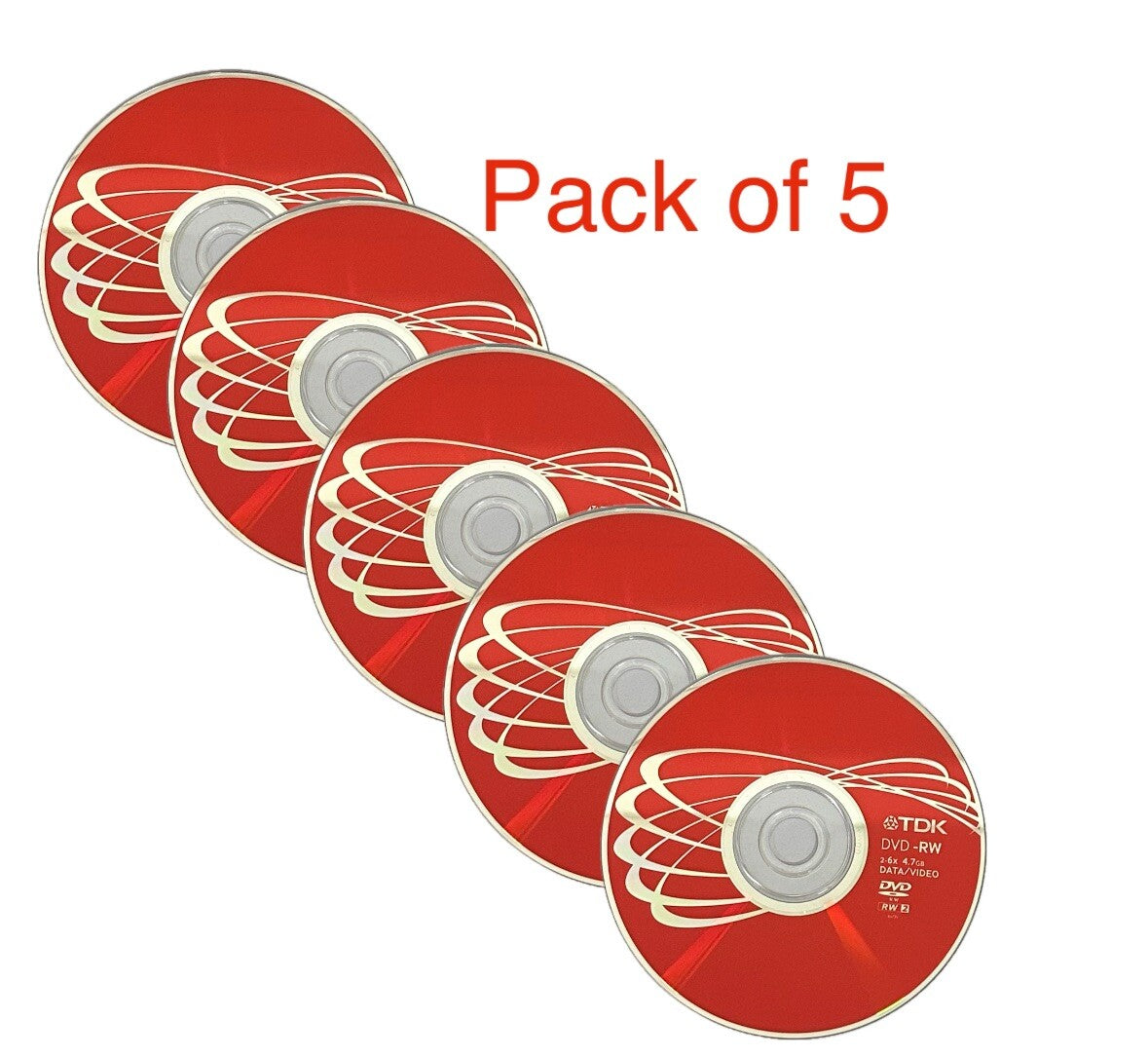 TDK Blank DVD-RW discs 6x Speed 4.7GB 120 mins Rewritable In Sleeves (Pack of 5}