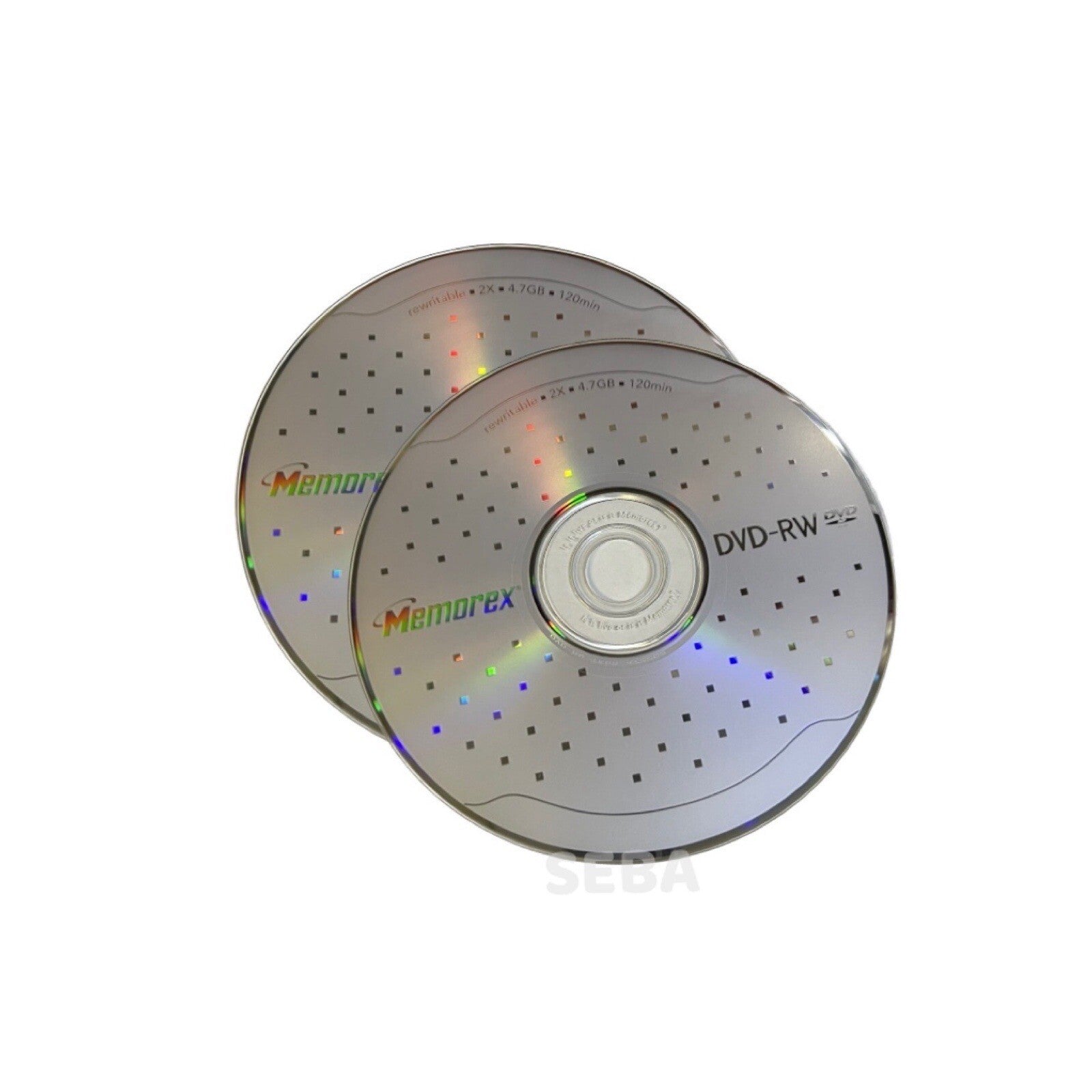 2 X Memorex Blank DVD-RW discs 2x 4.7GB 120 mins Rewritable with Sleeves
