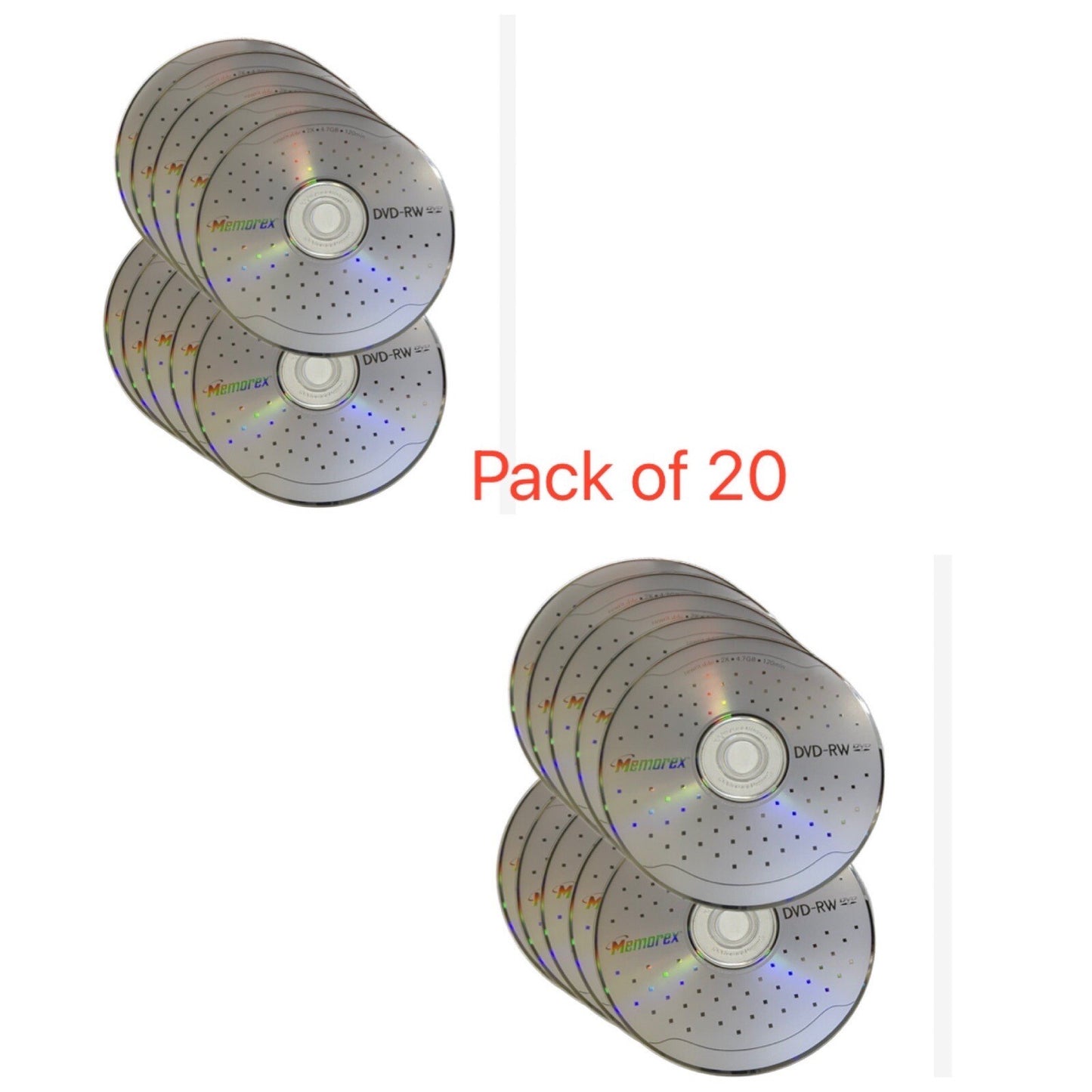 20 x Memorex DVD-RW Disc ReWritable Blank Discs in Sleeve x2 4.7GB 120min