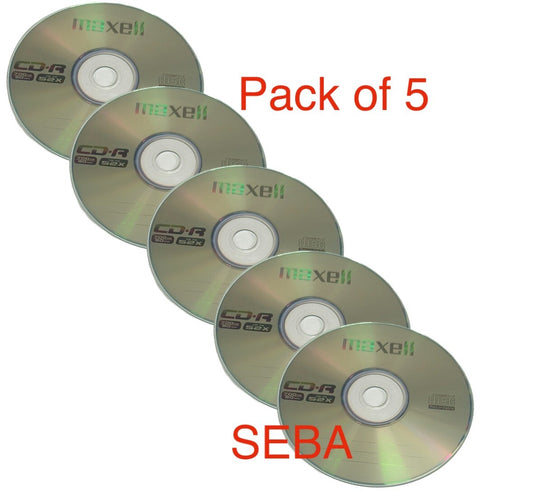 Maxell CD-R 80 Min 52x 700MB  Recordable Blank CD Discs 5 Pack Plus Sleeves