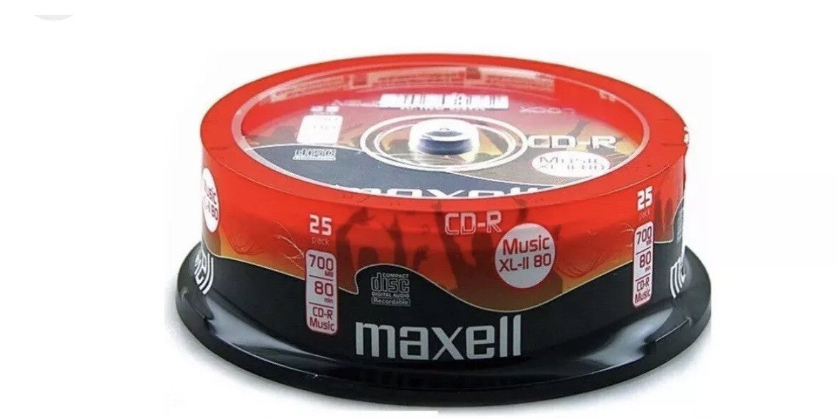 25 x Maxell CD-R 80 Mins XL-II Digital Audio Recordable Blank Discs In Spindle