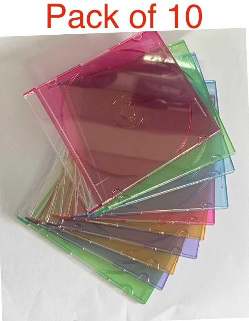 10 x CD DVD Blu Ray Disc Multi-Coloured Slim Jewel Case Good-quality Plastic — image 2
