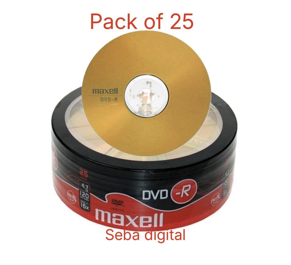 25 x Maxell DVD-R Recordable Discs (4.7GB, 16x Speed Shrink-Wrap