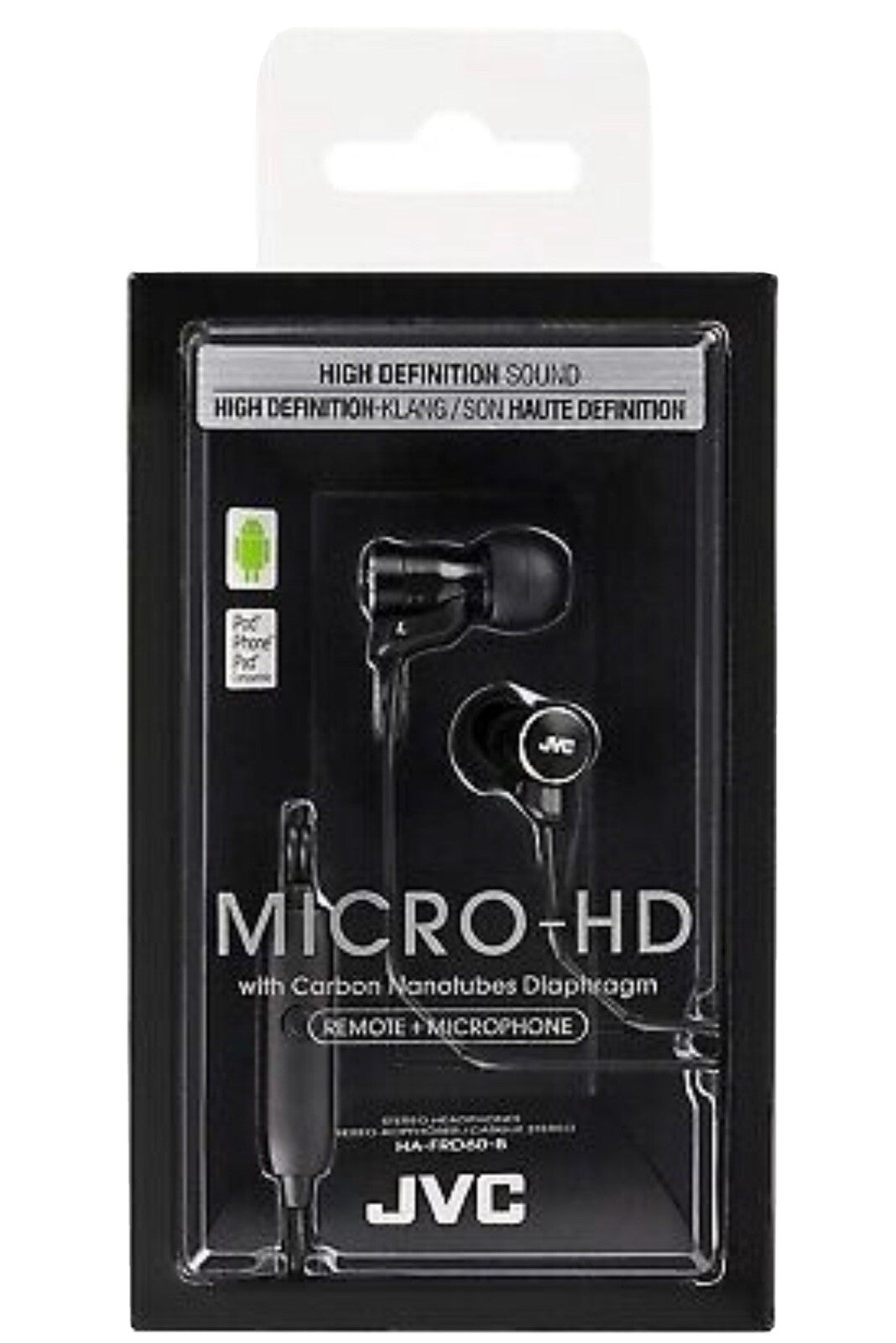 JVC HA-FRD60 BLACK InEar Stereo Headphone w/Remote&Mic Micro-HD driver