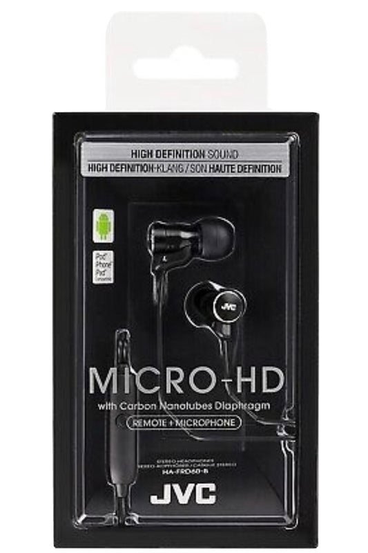 JVC HA-FRD60 BLACK InEar Stereo Headphone w/Remote&Mic Micro-HD driver