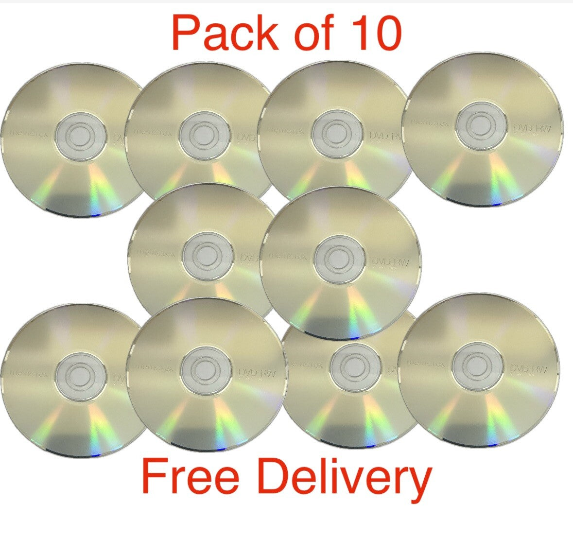 10 x DVD-RW Memorex 120min Blank Rewritable DVD Discs 4x Speed 4.7GB  In Sleeves