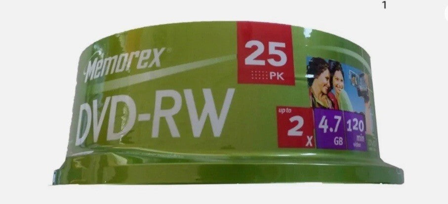 25 x Memorex Blank DVD-RW discs 2x 4.7GB 120 mins Rewritable Spindle — image 2