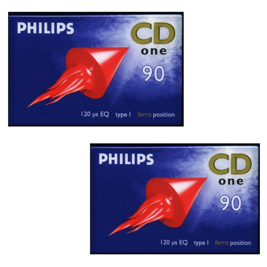 2 X Philips CD One 90 Ferro Blank Audio Cassette 90 Minutes Tape New Sealed