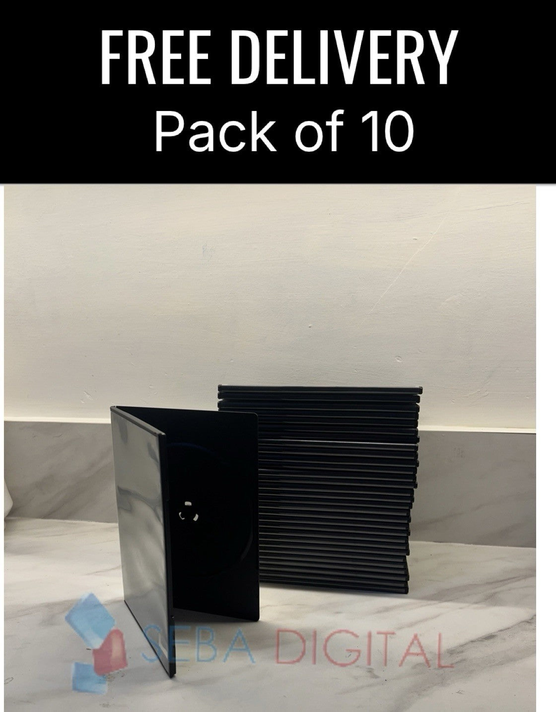 10 Single DVD Case Cases 7mm Spine Slimline Black Clear Sleeve Front Cover