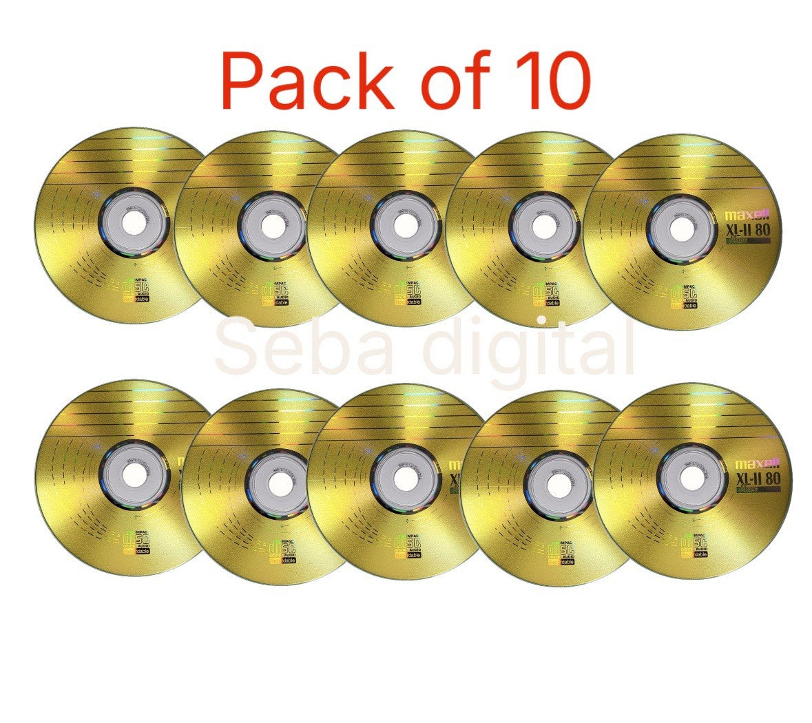 10 x Maxell CD-R Audio XL-II Gold Digital Music Recordable Discs In Sleeves