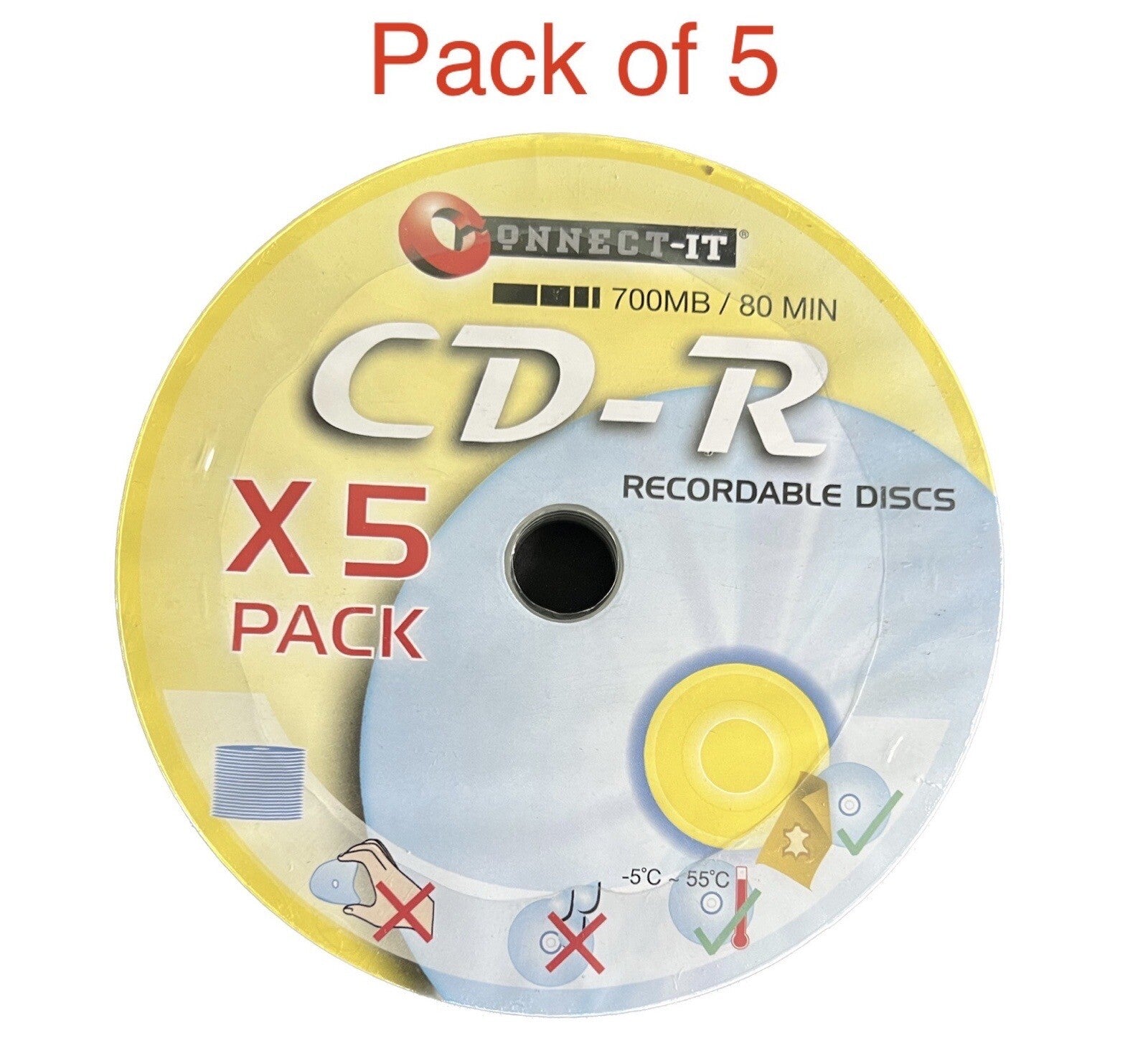 5  x CD-R RECORDABLE CD's Blank CD Discs 700mb/80 Minutes