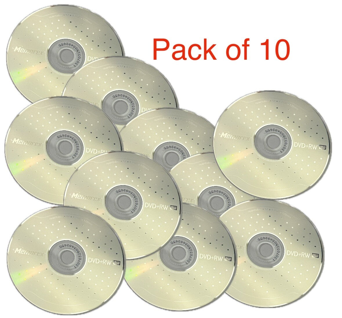 10 x Memorex DVD+RW Discs ReWritable Blank Disc in Sleeve 4x 4.7GB 120min