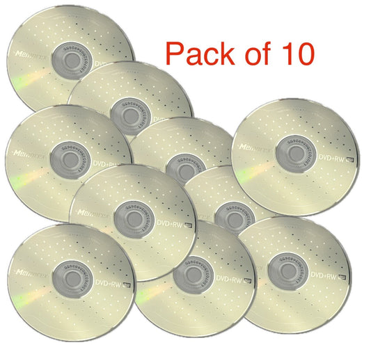 10 x Memorex DVD+RW Discs ReWritable Blank Disc in Sleeve 4x 4.7GB 120min