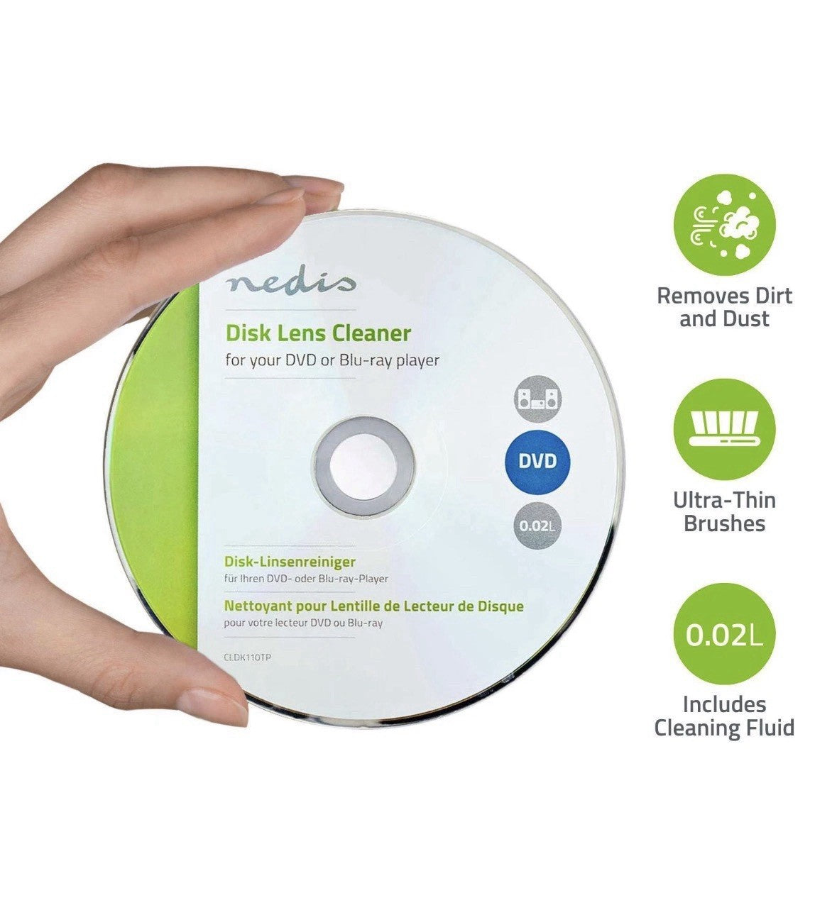 Nedis CD DVD Blu Ray CD-ROM  Lenis Cleaner Disc Kit With 20 ML Liquid — image 2