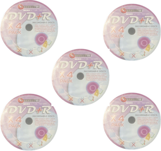 20 x Connect-It DVD+R Recordable Discs 4.7GB 120 min