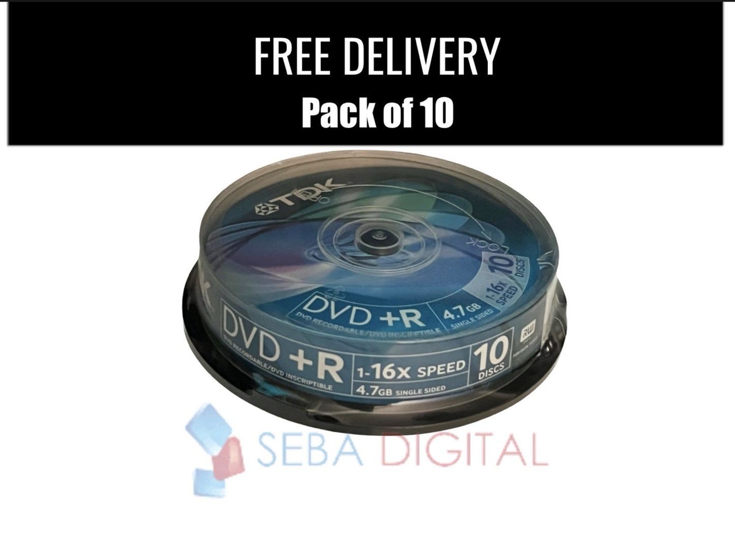 TDK DVD+R 4.7GB 16x Speed 120min Blank Recordable DVD Discs 10 Pack