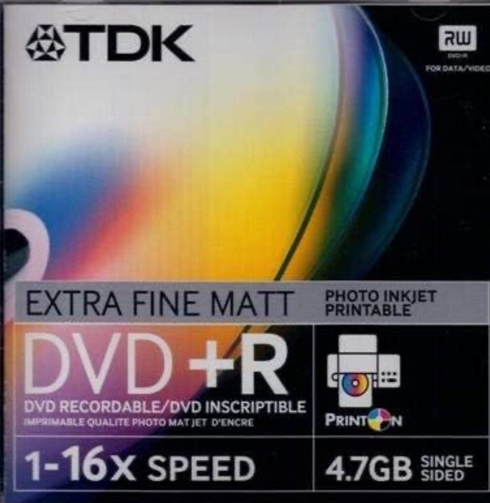 10 x TDK DVD+R  Blank Discs 4.7GB 16x Full Face Printable Inkjet In Sleeves — image 2