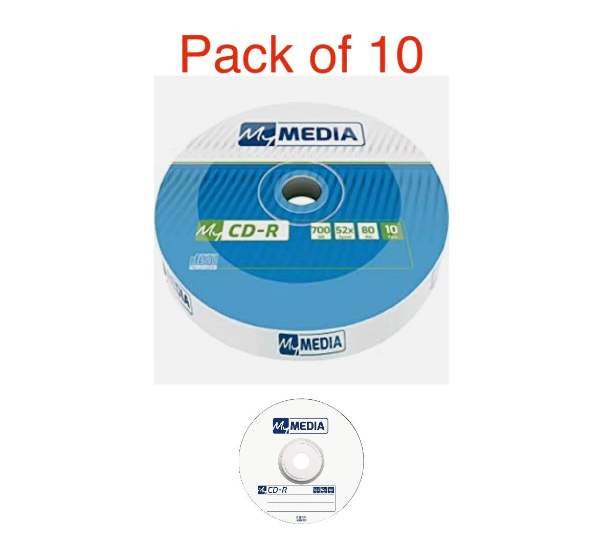 10 x Verbatim Mymedia Blank CD-R 52x CD Discs 700MB 80 minutes