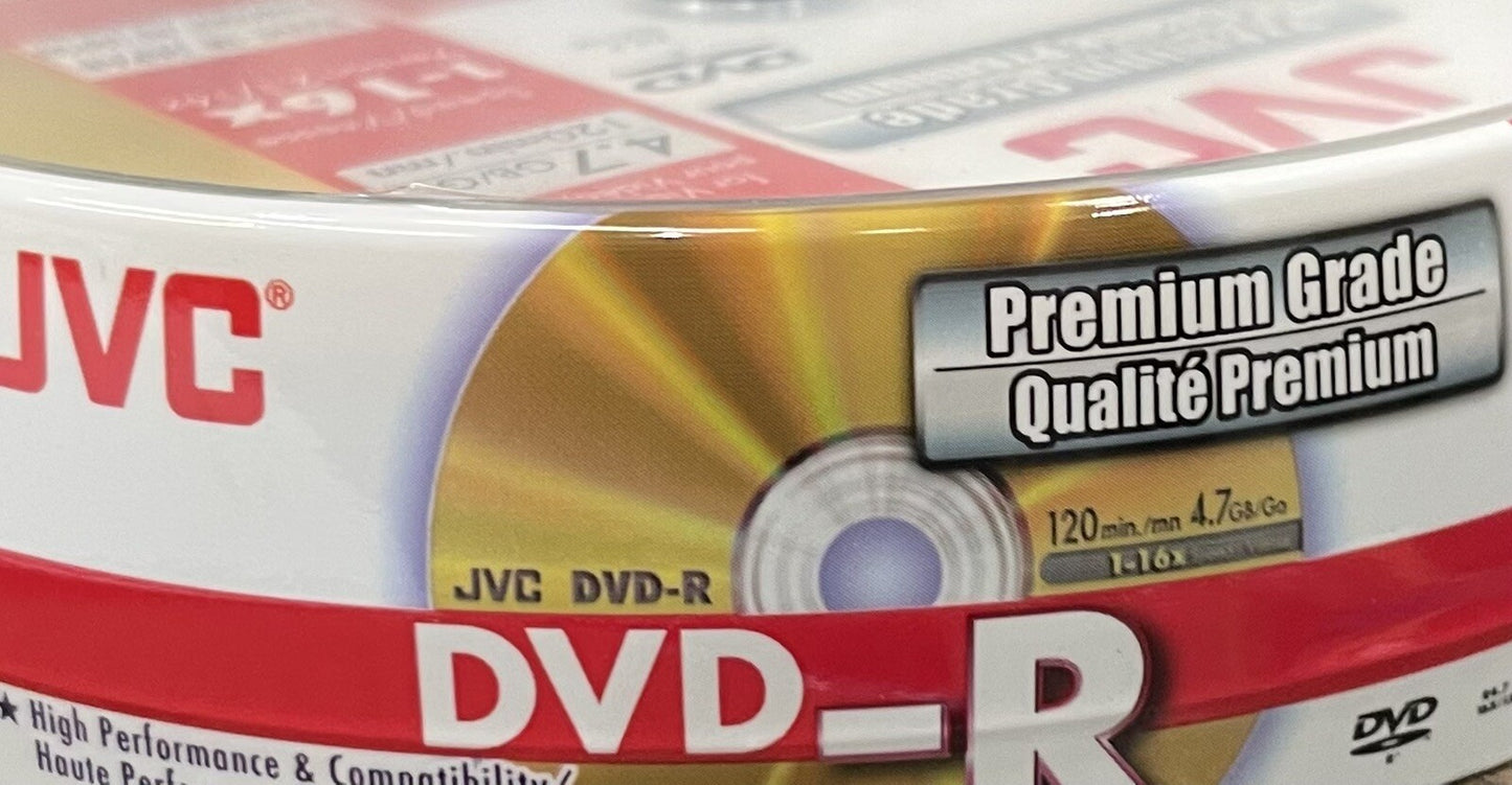 10 x JVC DVD-R PREMIUM Quality Blank Discs 4.7GB 120 mins x16 Speed Spindle — image 2