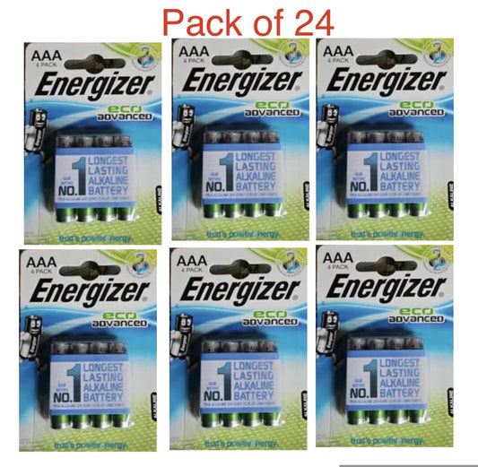 24 X Energizer Eco Advanced AAA 4pk 80% longer lasting. 4x6= 24 Battery