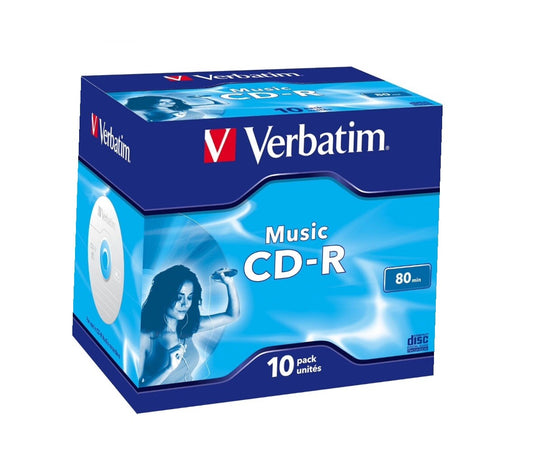 10 x Verbatim CD-R Blank Audio Discs 52x 700mb Music CDR 10 in Jewel Cases