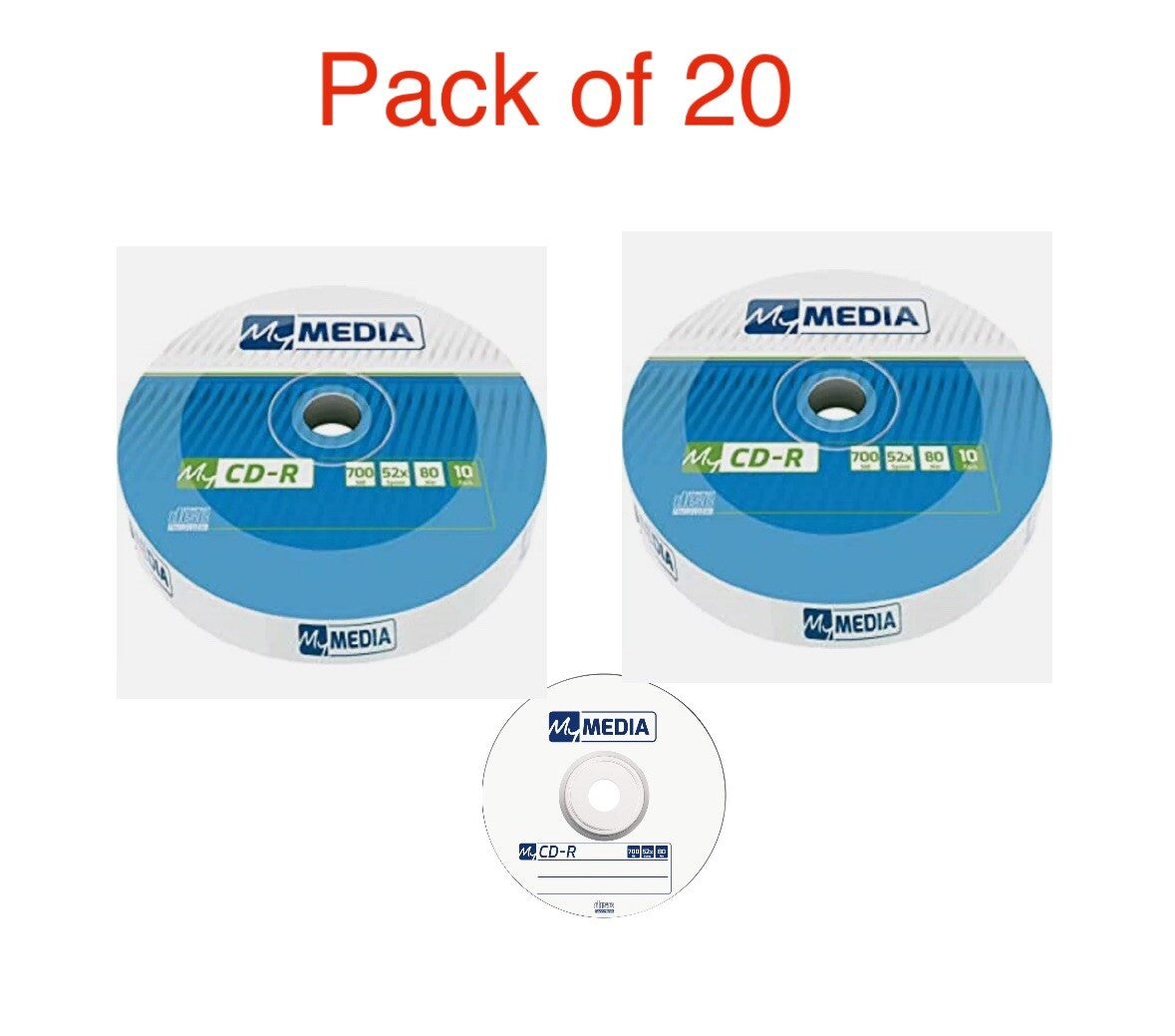 20 x Verbatim Mymedia  Blank CD-R 52x CD Discs 700MB 80 minutes