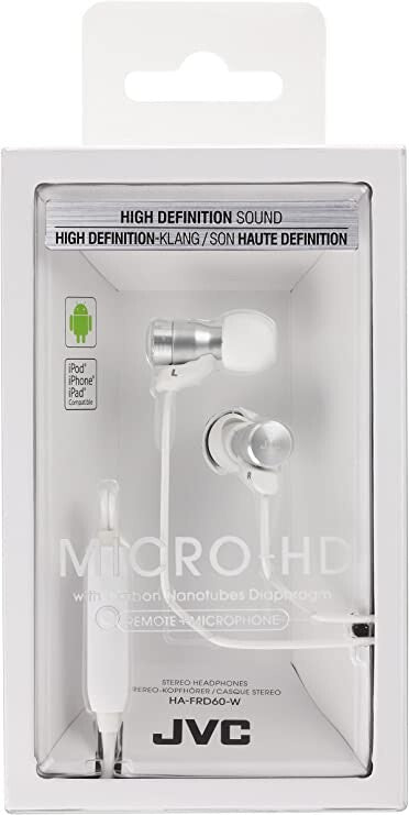 JVC HA-FRD60 White In-Ear Stereo Headphones w/Remote&Mic Micro-HD driver