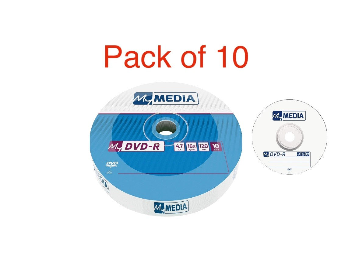 10 x Verbatim Mymedia Blank DVD-R 16x Discs 4.7GB 120 minutes