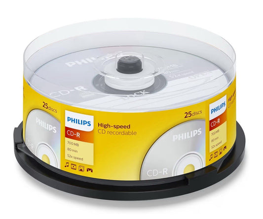 25 x Philips CD-R  RECORDABLE CD's Blank CD Discs CDR 700Mb Spindle