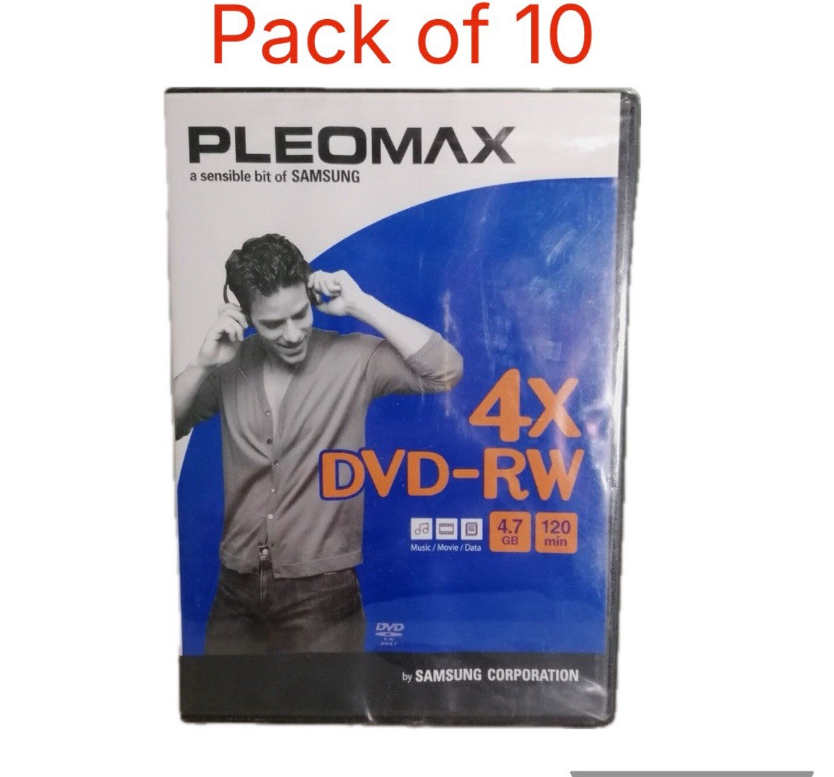 PLEOMAX/SAMSUNG-4X DVD-RW-REWRITABLE-MUSIC/MOVIE/DATA 120min.-4.7GB  Pack of 10
