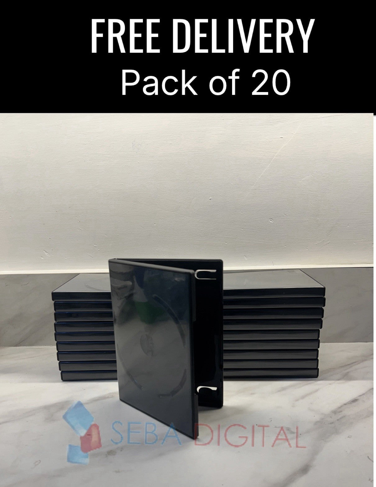 20 x Black Single DVD / Blu -Ray Cases with 14mm Spine for Single Disc