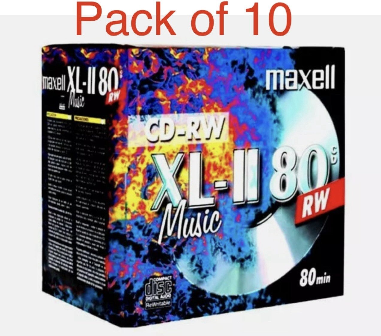 Maxell CD-RW Music XL-II Blank Rewritable Discs 80 Mins 1-4x Speed  Pack 10