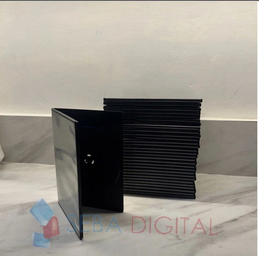 100 x Single DVD Case 7mm Spine Slimline Black Clear Front Cover Sleeve Slim