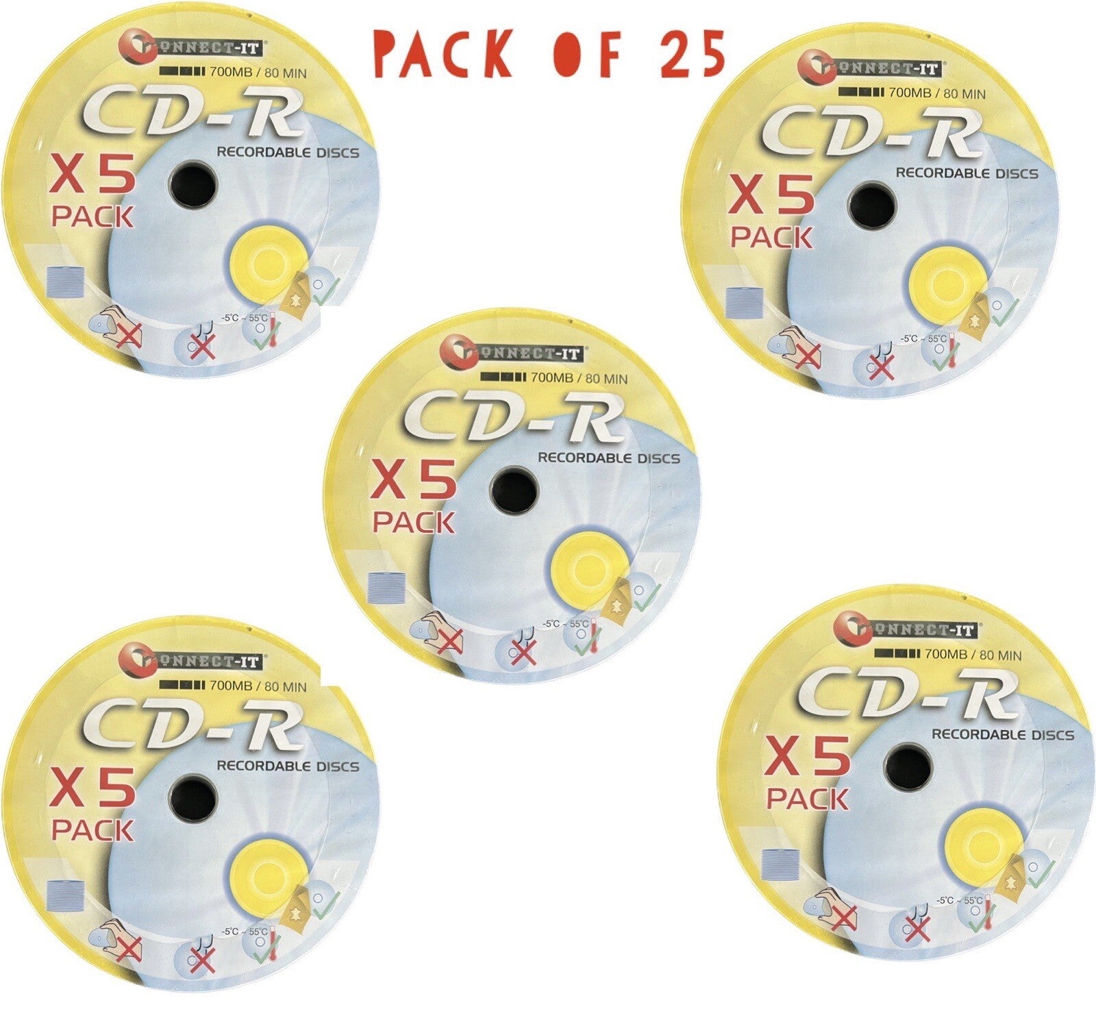 25 x CD-R RECORDABLE CD's Blank CD Discs 700mb/80 Minutes