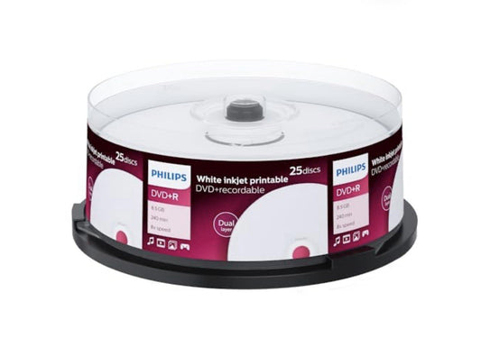 Philips DVD+RDL 8.4GB x 8 Speed Inkjet Printable DVD Discs 25 Pack Spindle