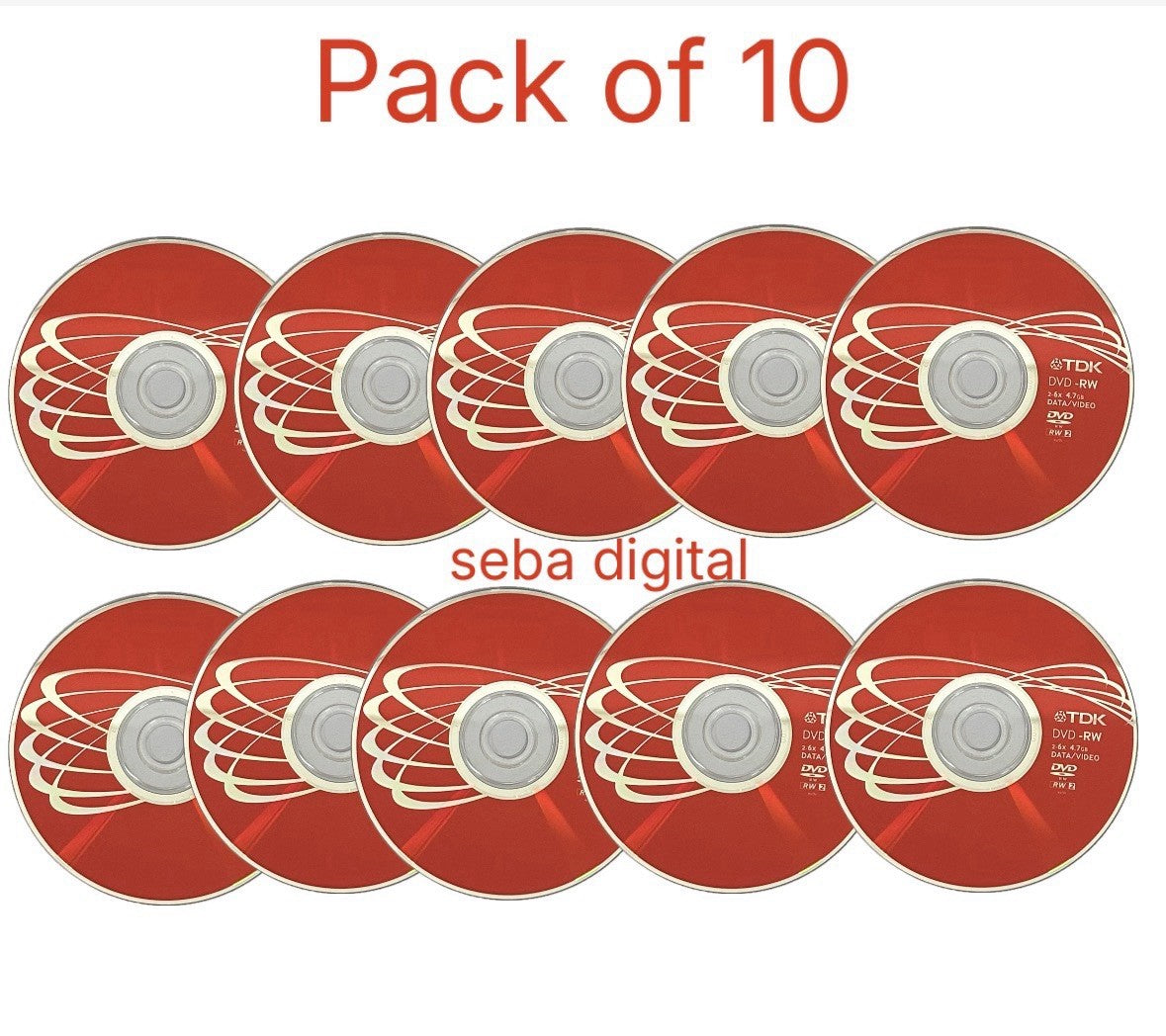 10 x TDK Blank DVD-RW Disc (6x speed 120min 4.7GB) Video/Data DVD Re-Writable