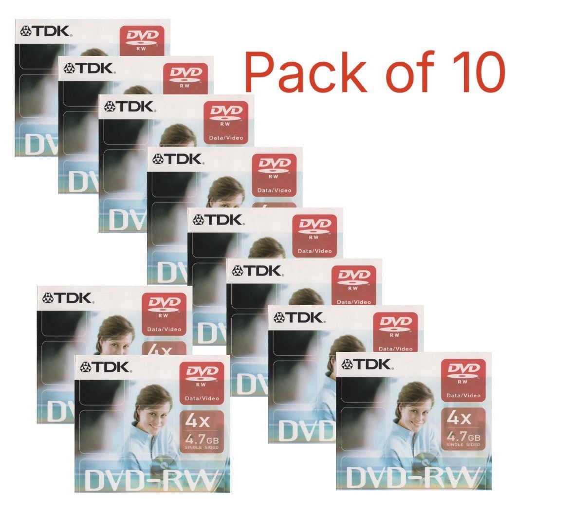 10 x TDK DVD+R 4.7GB For Data/Video Blank Discs x4 Speed Jewel Case
