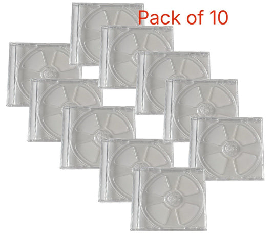 10 Clear Plastic with Clear  Tray Single DVD or CD Jewel Case Cases 10.4mm Spine