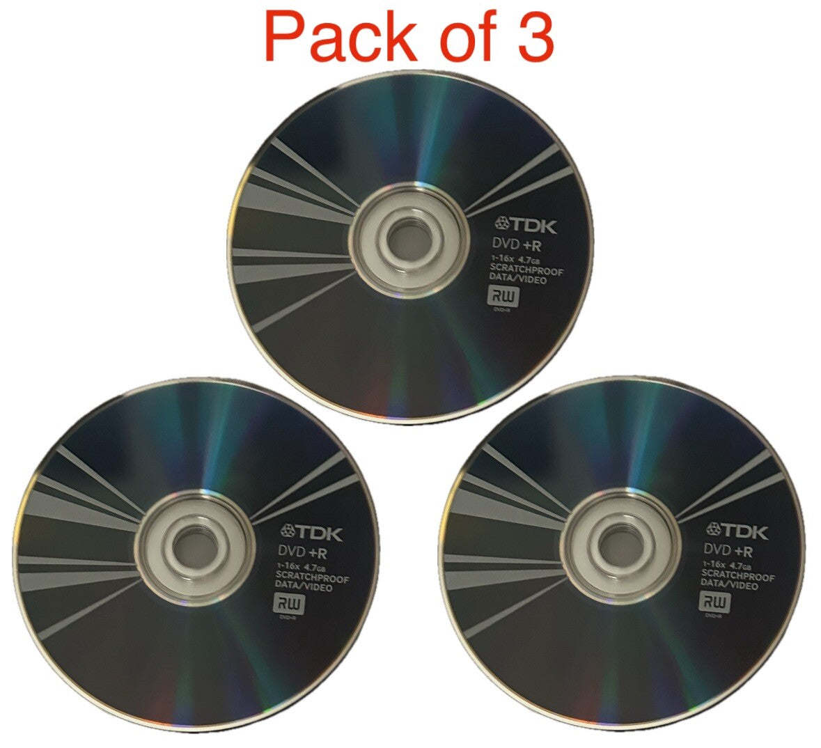 3 x TDK DVD+R Blank Dics Scratch Proof 4.7GB x 16 Media For Data Video in Sleeve