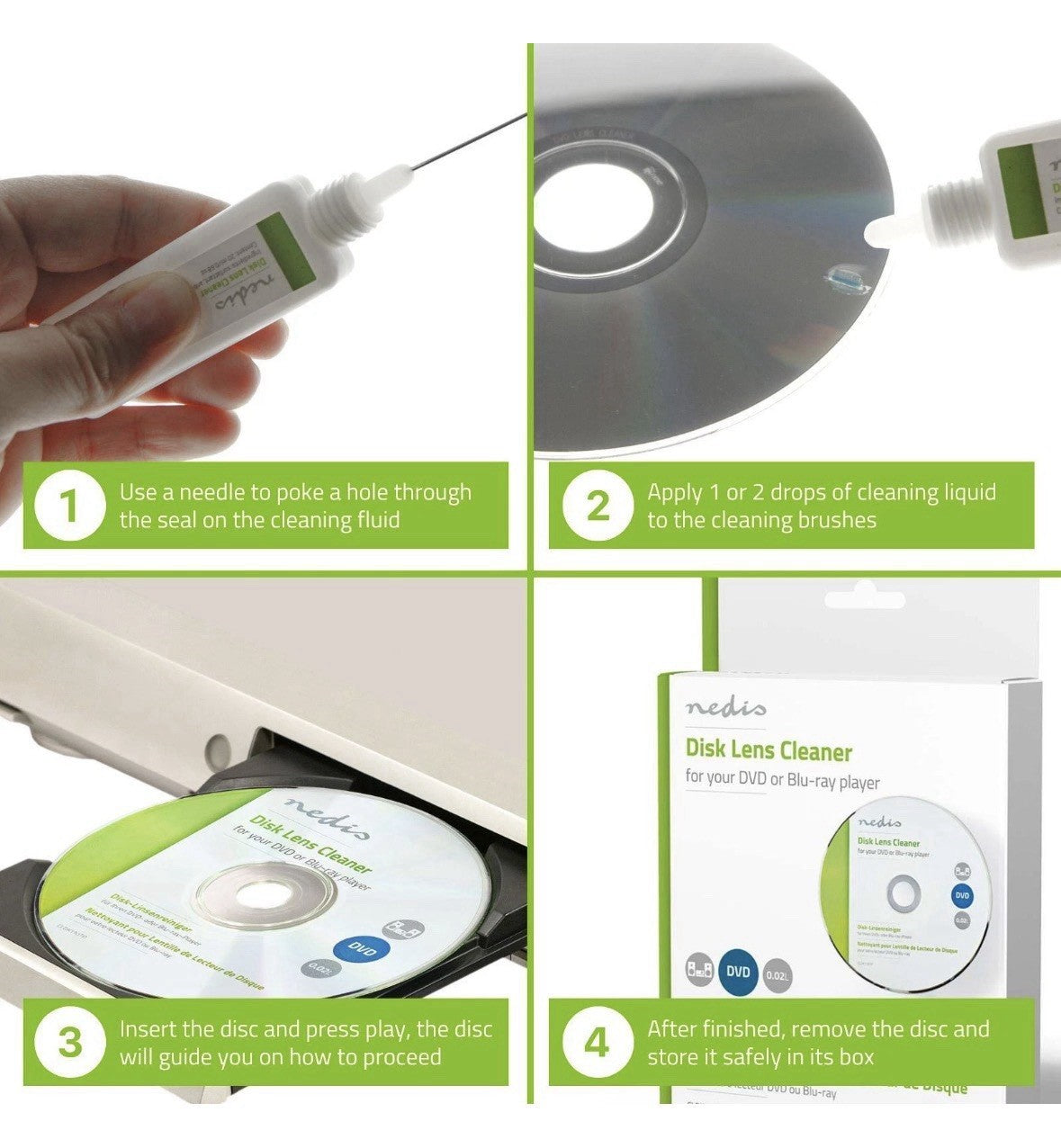 Nedis CD DVD Blu Ray CD-ROM  Lenis Cleaner Disc Kit With 20 ML Liquid — image 5